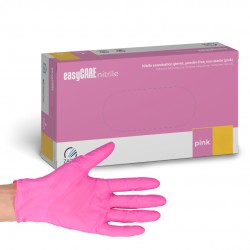 Jednorázové nitrilové rukavice easyCARE Nitrile Pink diagnostické bezpudrové