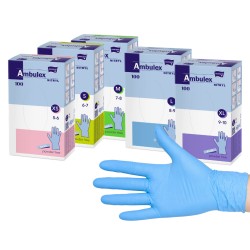 Ambulex Nitryl Jednorázové nitrilové rukavice modré, 100 ks.