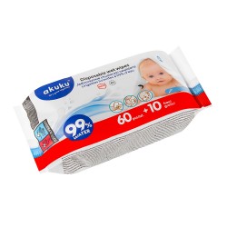 Vlhčené ubrousky Akuku 99% vody 70 ks